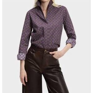NEW SARAH ALEXANDRA four seasons shirt in purple multi geo